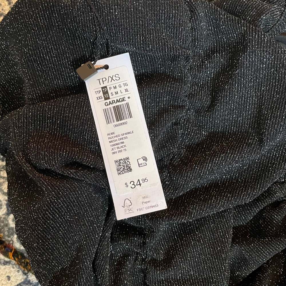 NWT Garage Robe Ruched Sparkle Mesh Dress - Picture 5 of 5